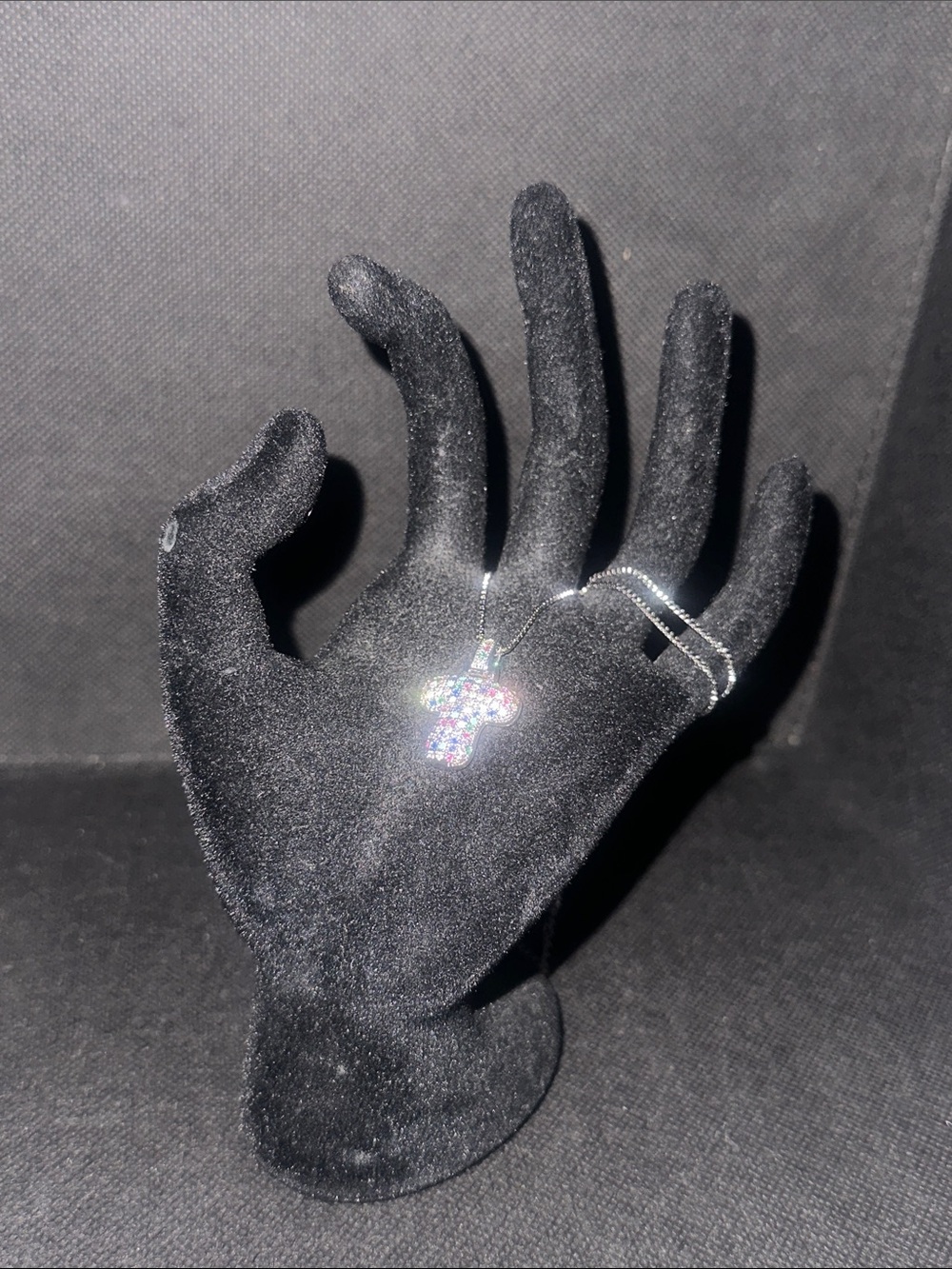 Multicolor Crystal “ T “ Pendant Necklace - Silver